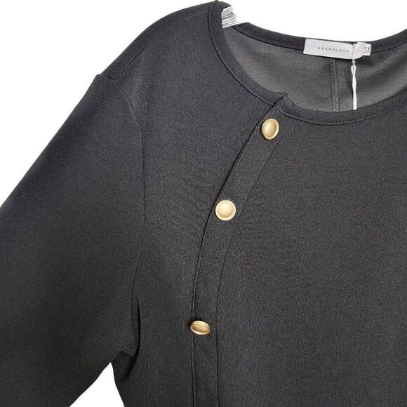 Avantlook Black Long Sleeves Buttons Side Details Dress Size 3X - Picture 5 of 11